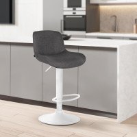 CLP Sgabello da bar Solon tessuto - bianco grigio scur CLP Sgabello da bar Solon tessuto - bianco grigio scur