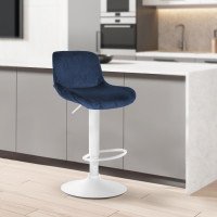CLP Sgabello da bar Solon Samt - bianco blu CLP Sgabello da bar Solon Samt - bianco blu
