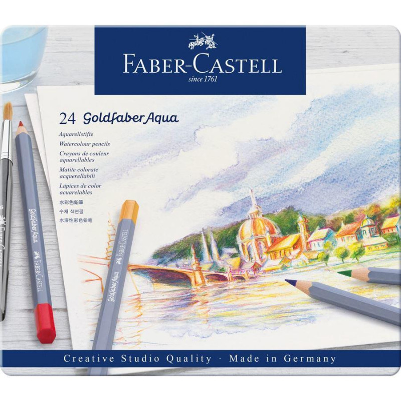 Image of Faber castell matite colorate acquerellabili goldfaber aqua conf met da 24 Matite colorate acquerellabili Goldfaber Aqua conf met da 24