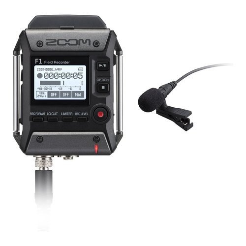 Image of Zoom registratore zoom f1 field recorder + lavalier mic grey e black Audio portatile /hi fi Audio - hi fi