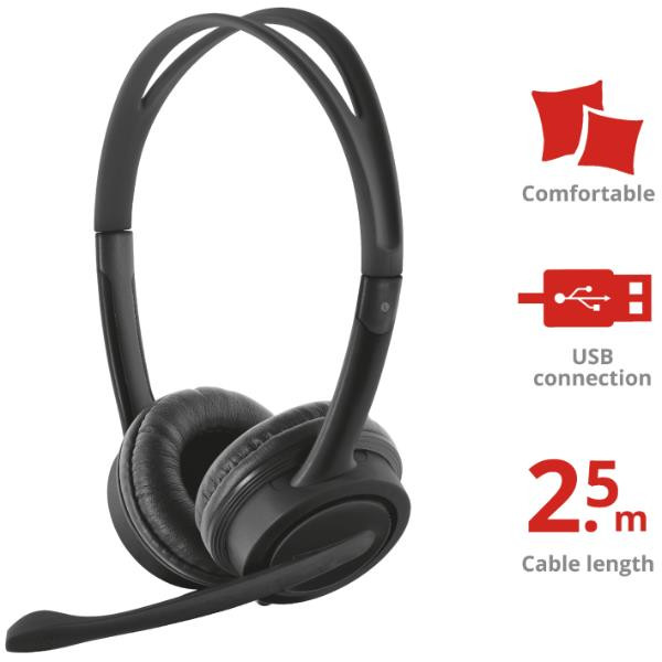 Image of Trust mauro usb headset for pc and laptop Mauro USB Headset for PC and laptop Cuffie Audio - hi fi