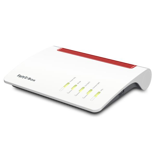 Image of Avm modem router avm 20002804 fritz!box 7590 wifi mesh bianco e rosso