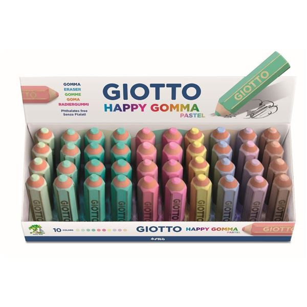 Image of Giotto gomme happy pastel esp.40 gomma tondi GOMME HAPPY PASTEL Ufficio scuola cartoleria Ufficio cancelleria