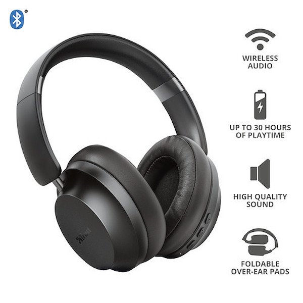 Image of Trust eaze bluetooth wireless over-ear eaze wireless headphones in EAZE BLUETOOTH WIRELESS OVER-EAR Cuffie / auricolari wireless Audio - hi fi
