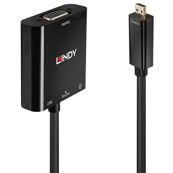 Image of Lindy convertitore da micro hdmi a vga+audio CONVERTITORE DA MICRO HDMI A VGA+AUDIO Monitor Informatica