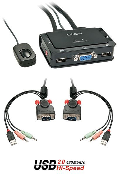 Image of Lindy switch kvm compact vga, usb 2.0+audio SWITCH KVM COMPACT VGA, USB 2.0+AUDIO Networking Informatica