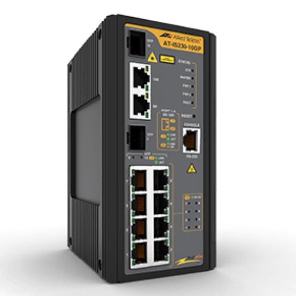 Image of Allied Telesis Industrial managed PoE+ switch, 8 x 10/100/1000TX PoE+ ports and 2 x 100/1000X SFP combo Networking Informatica