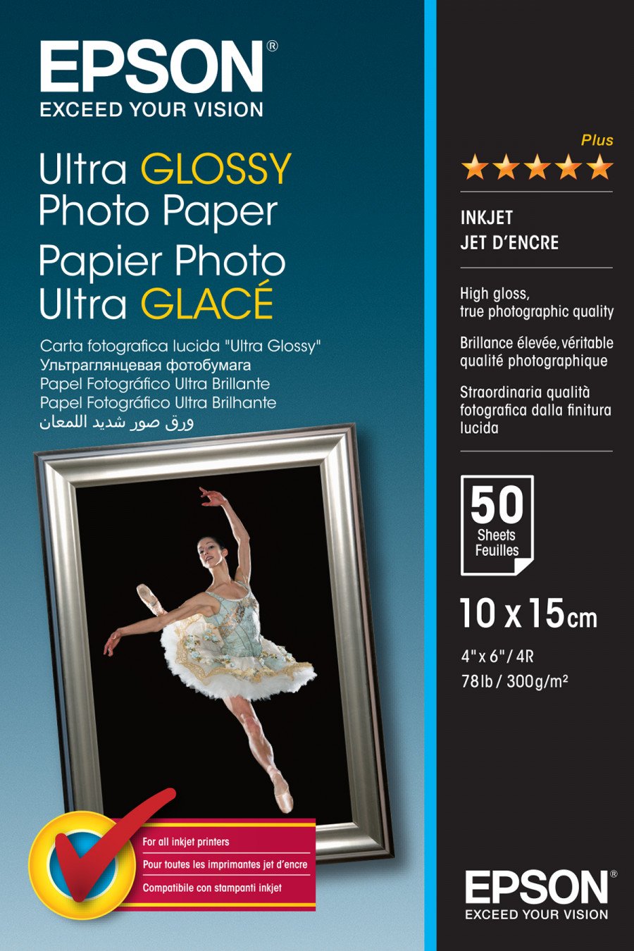 Image of Epson c13s041943 carta foto lucida ultra 10x15cm 50f fotografica mpg m2 Materiale di consumo Informatica
