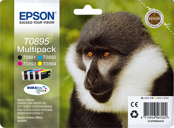 Image of Epson scimmia ss20 t08954010 multipack SCIMMIA Materiale di consumo Informatica