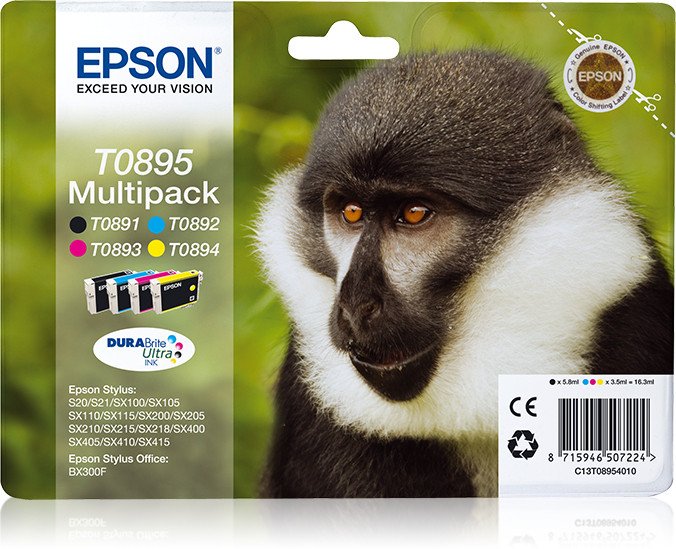 Image of Epson scimmia set cartucce stampante c13t08954020 multipack t0895 SCIMMIA Materiale di consumo Informatica