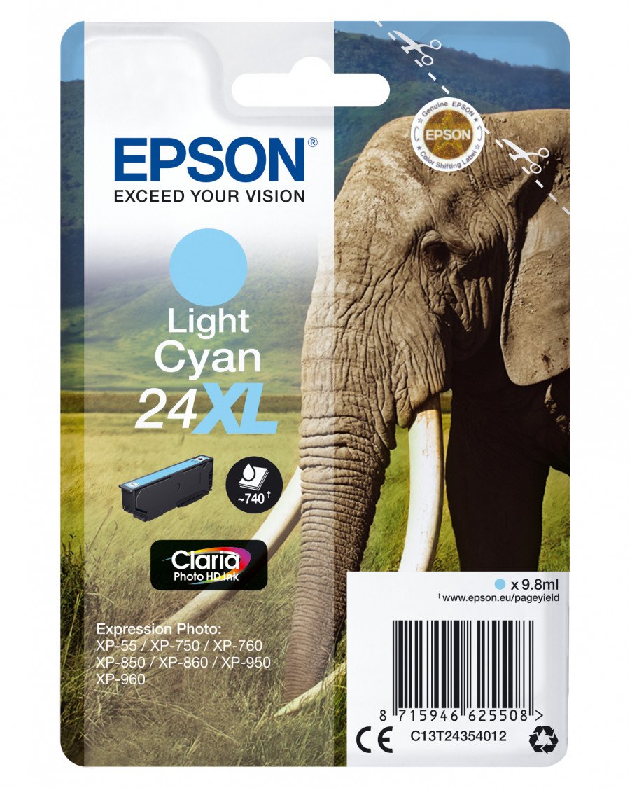 Image of Epson elefante xl cartuccia ciano-chiaro 24xl elefan consumer mpg s1 ELEFANTE XL Materiale di consumo Informatica