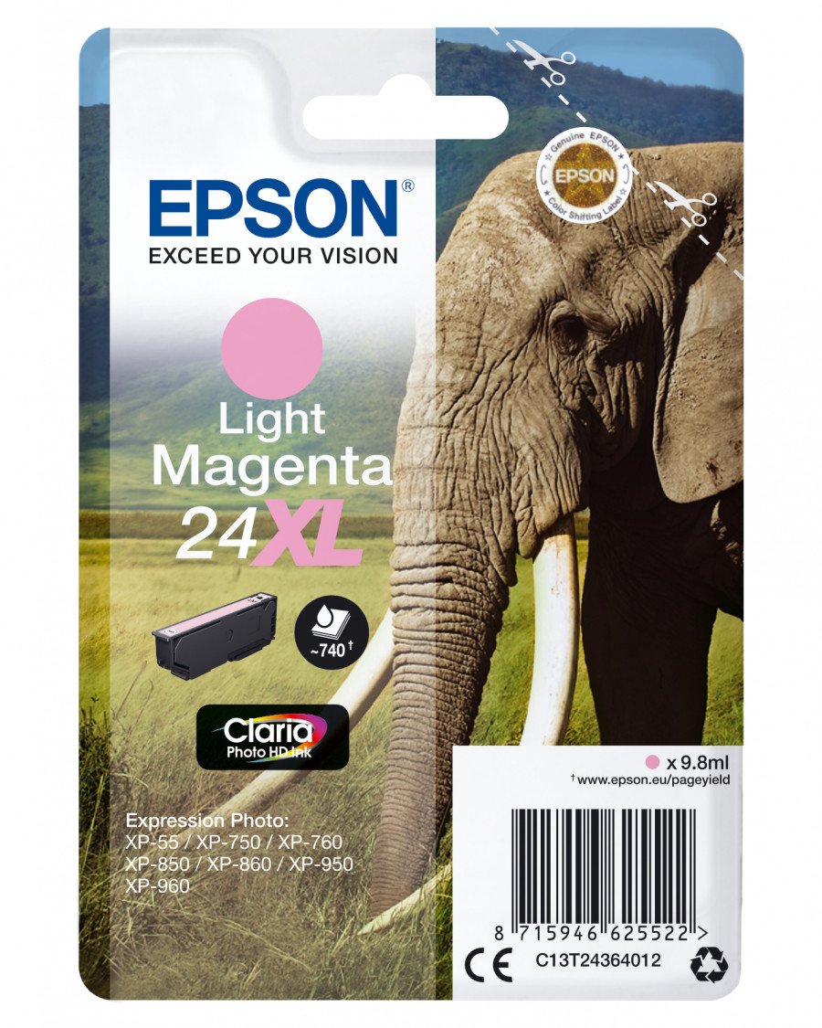 Image of Epson elefante xl claria photo hd ink24xl lgt magenta rf/am tags ELEFANTE XL Materiale di consumo Informatica