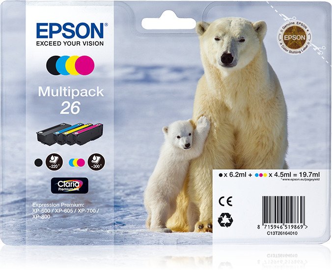 Image of Epson orso polare multipack 26 (orsopolare) 4 cartuc orso polare Materiale di consumo Informatica