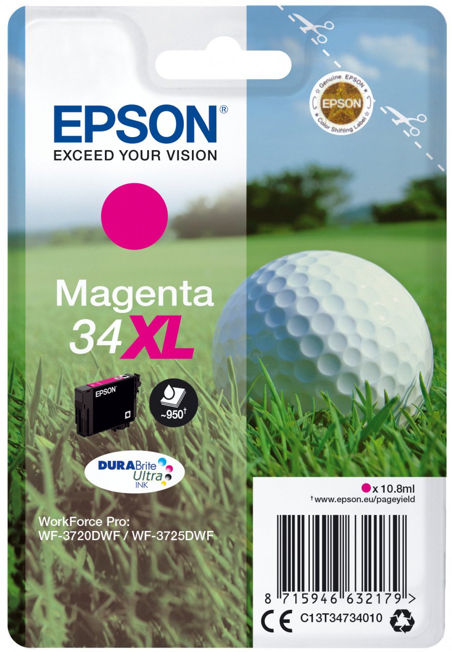 Image of Epson pallina da golf 34xl pallina da golf cartuccia magenta34xl rf+am cartucce mpg s1 PALLINA DA GOLF 34XL Materiale di consumo Informatica