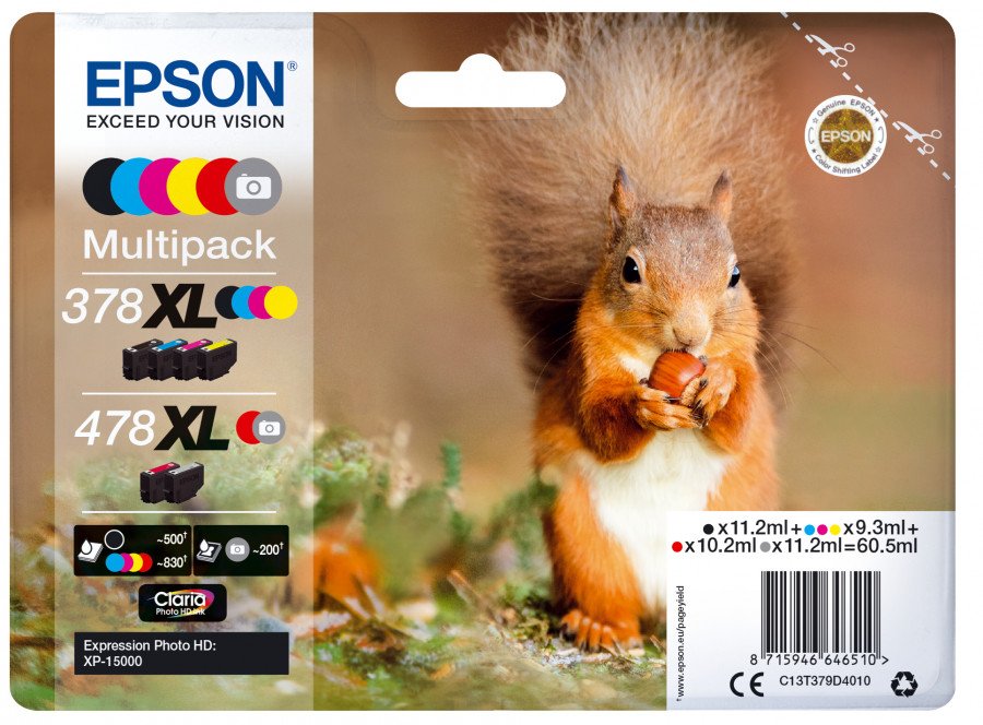 Image of Epson multipack 6 378xl/478xl photo hd Materiale di consumo Informatica