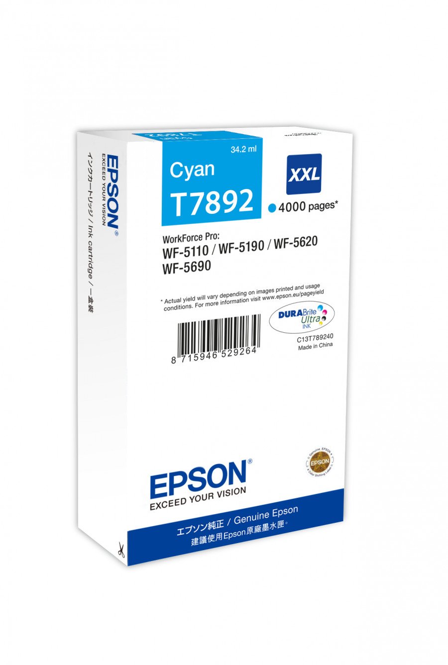 Image of Epson cartuccia ultra t789 342 ml elevata xxl ciano DURAbrite ultra Materiale di consumo Informatica