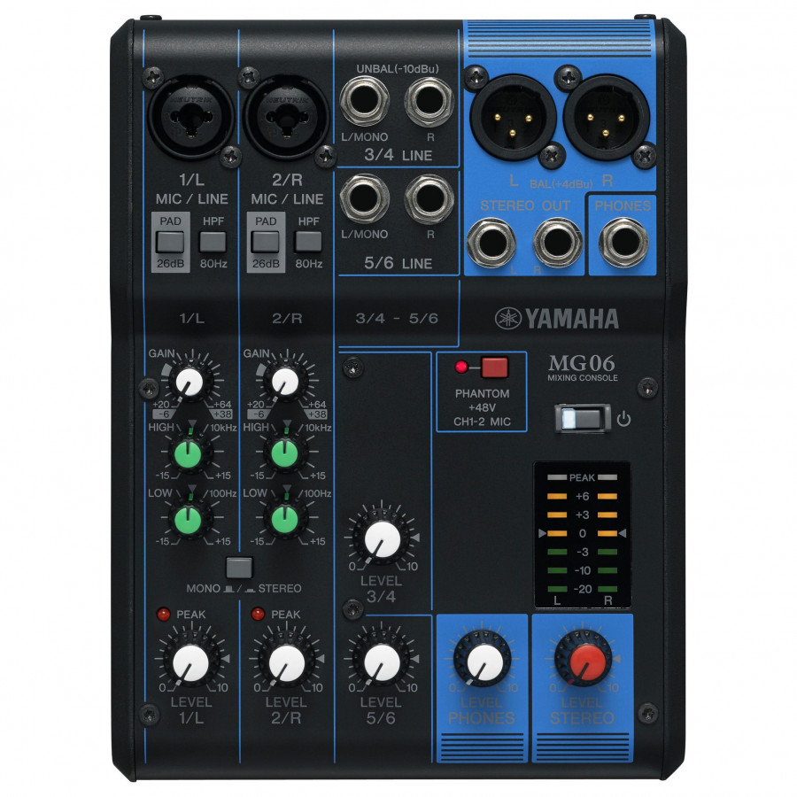 Image of Yamaha mixer disc jockey yamaha mg06 mixer analogico mg06 6can.2mic.6line in. Mixer per dj Audio - hi fi