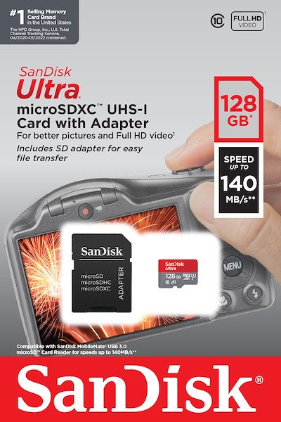 Image of Sandisk 3101029 sandisk 128gb xc+adat ULTRA MICROSD+ADAPTER Memory card Informatica
