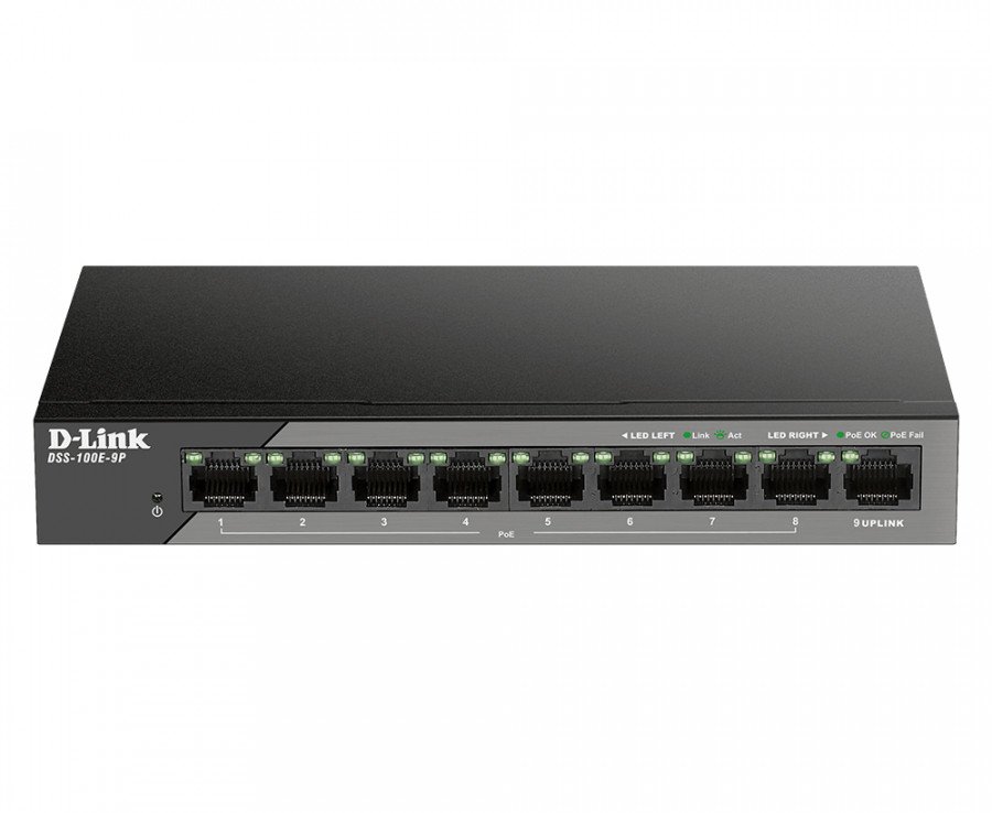 Image of D-link 9-port poe surveillance switch fast ethernet 1g sfp uplink Networking Informatica