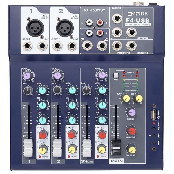 Image of Scuola kit mixer f4-usb mixer a 4 canali di cui 2 bilanciati MIXER F4-USB Mixer per dj Audio - hi fi