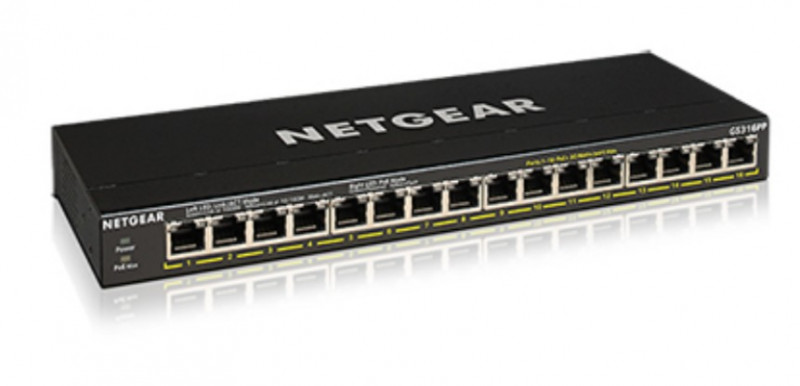 Image of Netgear GS316PP-100EUS - Netgear Switch Unmanaged Gigabit Ethernet (10/100/1000) Nero POE Networking Informatica