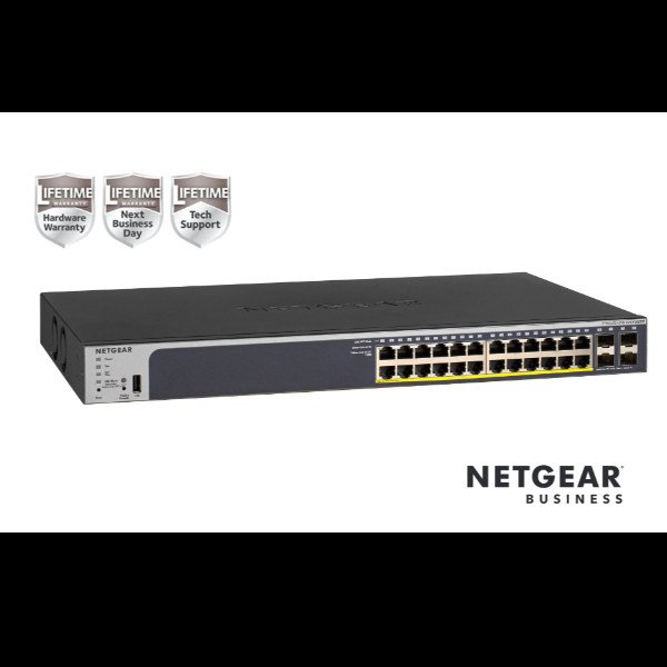 Image of Netgear netgear switch prosafe 24 porte poe+ (190w) + gigabit + 4 sfp Networking Informatica