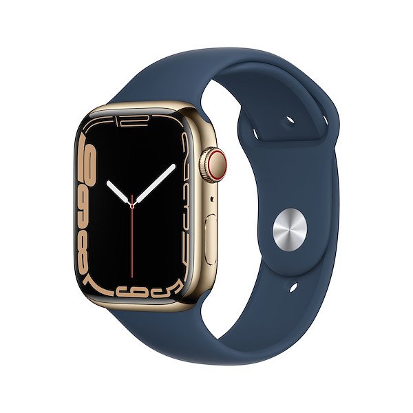 Image of Apple apple smartwatch watch series 7 gps + cellular, 45mm gold stainless steel with abyss blue sport band Smartwatch Telefonia
