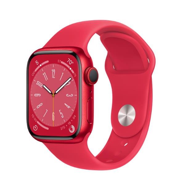 Image of Apple apple watch series 8 gps + cellular 41mm (product)red aluminium case with (product)red sport band - Series 8 GPS + Cellular 41mm (PRODUCT)RED Aluminium Case with (PRODUCT)RED Sport Band - Regular Smartwatch Telefonia