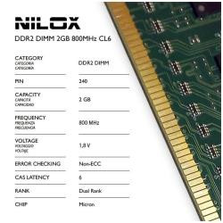 Image of Nilox nxd2800m1c6 ram ddr2 dimm 2gb 800mhz cl6 NXD2800M1C6 Componenti Informatica
