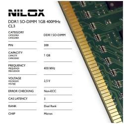 Image of Nilox nxs1400m1c3 ram ddr1 so-dimm 1gb 400mhz cl3 NXS1400M1C3 Componenti Informatica