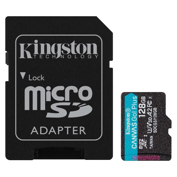 Image of Kingston 128gb msdxc canvas go plus 170r a2 u3 v30 card+ adapter SDCG3/128GB Memory card Informatica