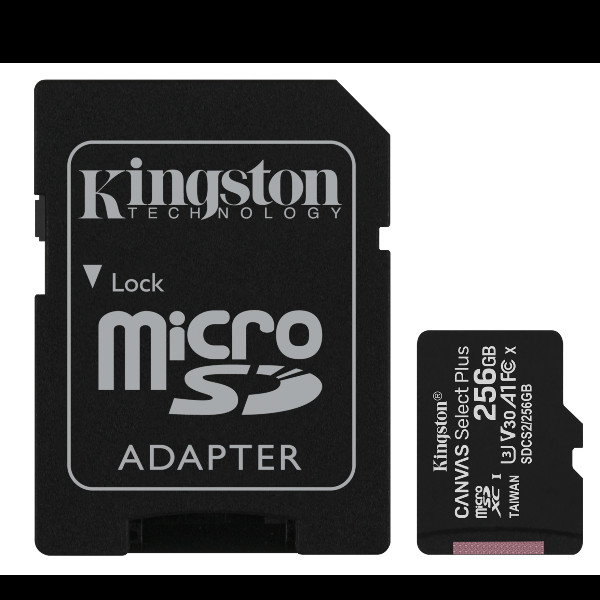 Image of Kingston sdcs2/256gb micro sd 256gb con adatt. canvas plus cl10 SDCS2/256GB Memory card Informatica