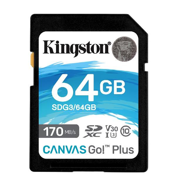 Image of Kingston 64gb sdxc canvas go plus 170r c10 uhs-i u3 v30 SDG3/64GB Memory card Informatica