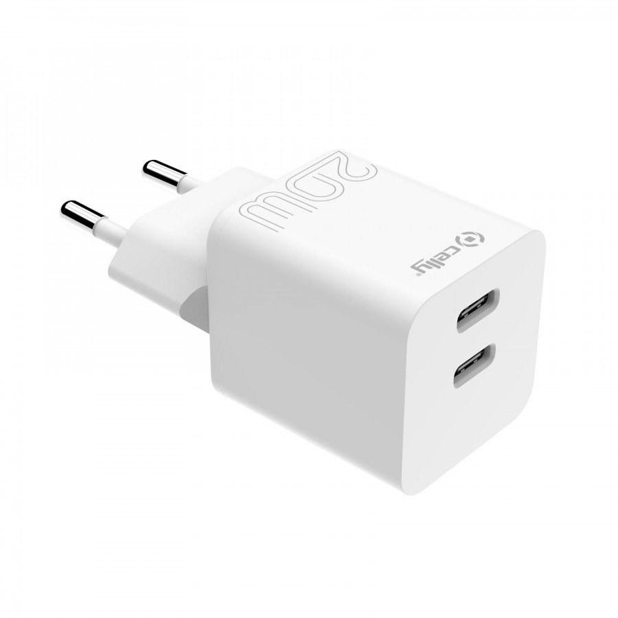 Image of Celly tc2usbc20w - 2 usb-c wall charger 20w [propower] Caricabatterie Tv - video - fotografia
