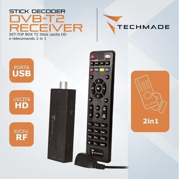 Image of Nilox techmade stick decoder dvb-t2 receiver con uscita hd Decoder Tv - video - fotografia