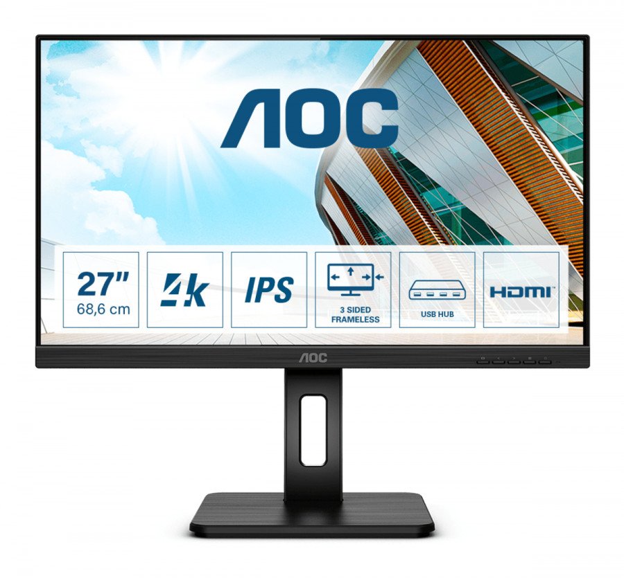 Image of Aoc 27 3840x2160 uhd hdmi/dp/usb-c(dp alt mode) Monitor Informatica