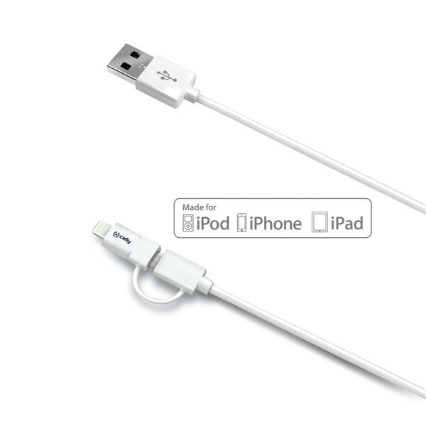 Image of Celly usbml - usb-a to micro usb cable with lightning adapter 5w Cavi - accessori vari Informatica