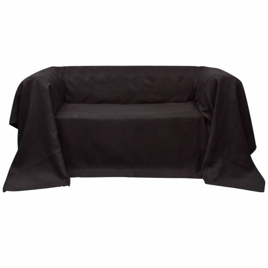 Image of Vidaxl fodera per divano in micro-camoscio marrone 140 x 210 cm