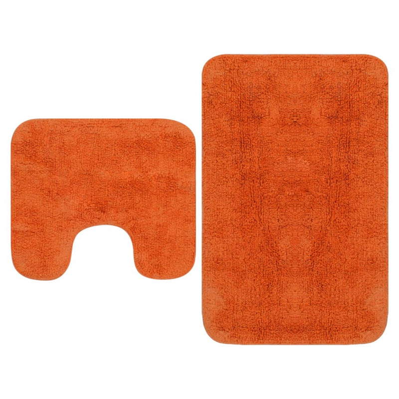 Image of Vidaxl set tappetini per bagno 2 pz in tessuto arancione Biancheria bagno Casa & cucina