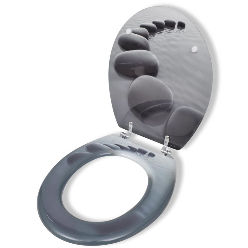 Image of Vidaxl sedile wc in mdf con coperchio design pietre Igiene sapone e medicali Ufficio cancelleria