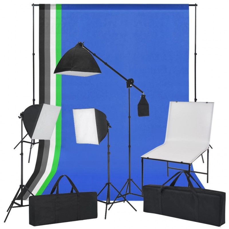 Image of Vidaxl kit studio fotografico con tavolo fotografico luci e sfondi Accessori foto/video digitali Tv - video - fotografia