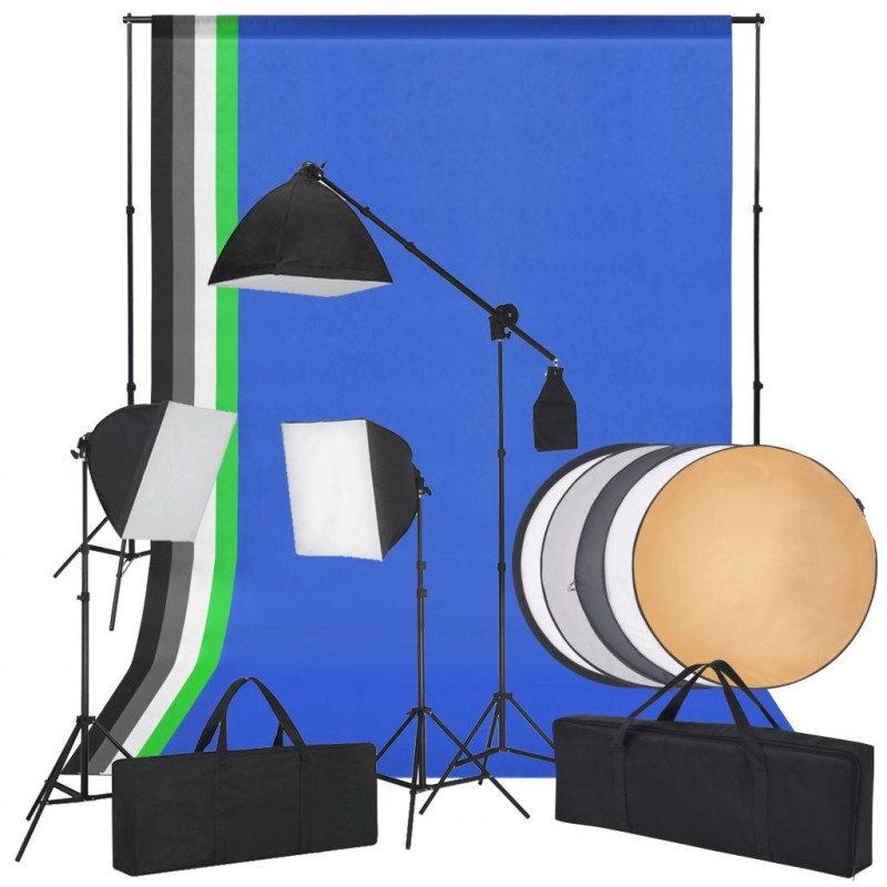 Image of Vidaxl kit studio fotografico con luci softbox sfondi e riflettore Accessori foto/video digitali Tv - video - fotografia
