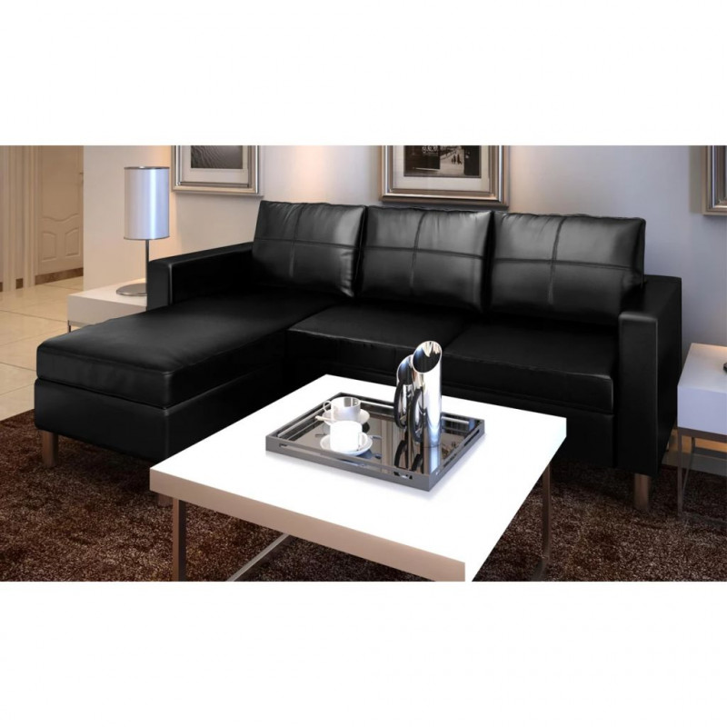 Image of Vidaxl divano componibile a 3 posti in pelle artificiale nero Arredamento casa cucina Casa & cucina