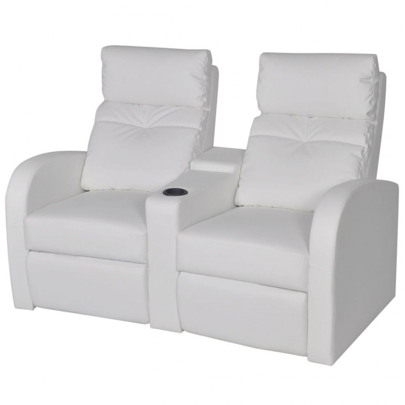 Image of Vidaxl divano reclinabile a 2 posti in pelle artificiale bianca Arredamento bar Casa & cucina