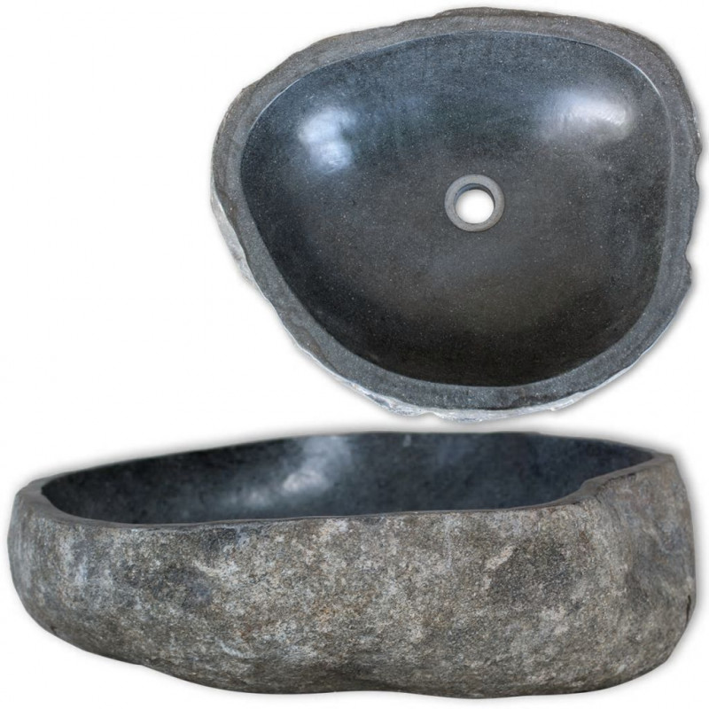 Image of Vidaxl lavandino in pietra di fiume ovale 37-46 cm Bagno Casa & cucina