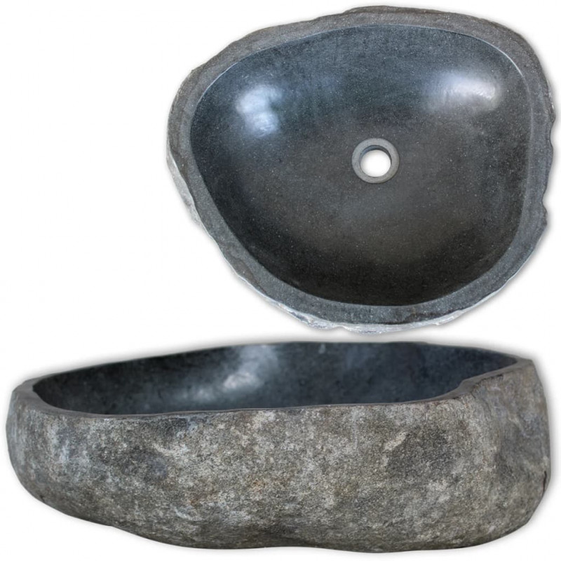 Image of Vidaxl lavandino in pietra di fiume ovale 45-53 cm Bagno Casa & cucina
