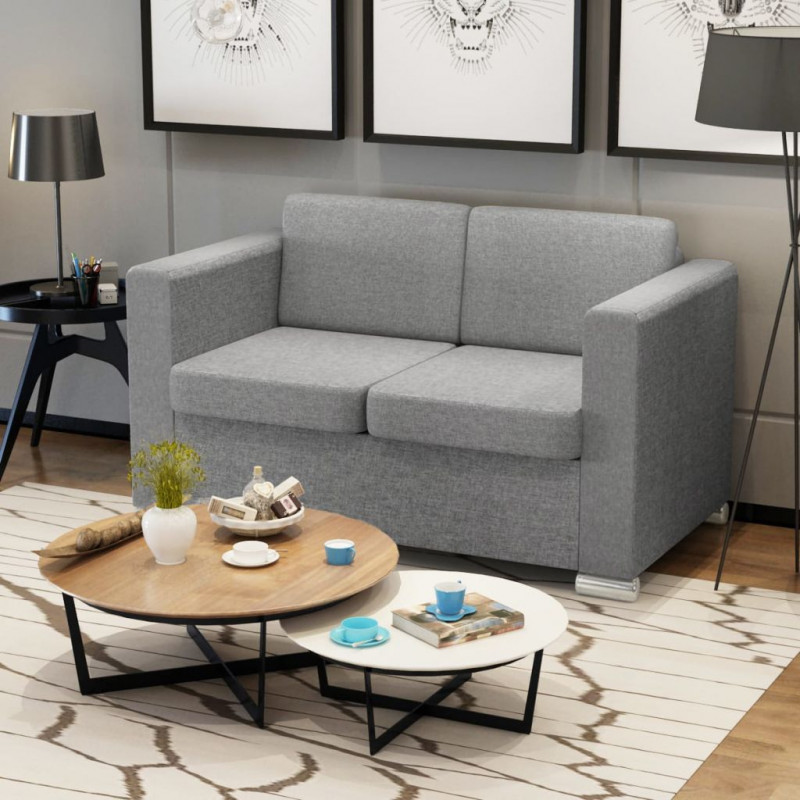Image of Vidaxl divano a 2 posti in stoffa grigio chiaro Arredamento casa cucina Casa & cucina