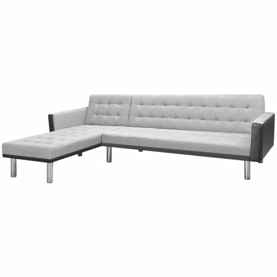 Image of Vidaxl divano letto ad angolo tessuto 218x155x69 cm bianco e grigio Arredamento casa cucina Casa & cucina