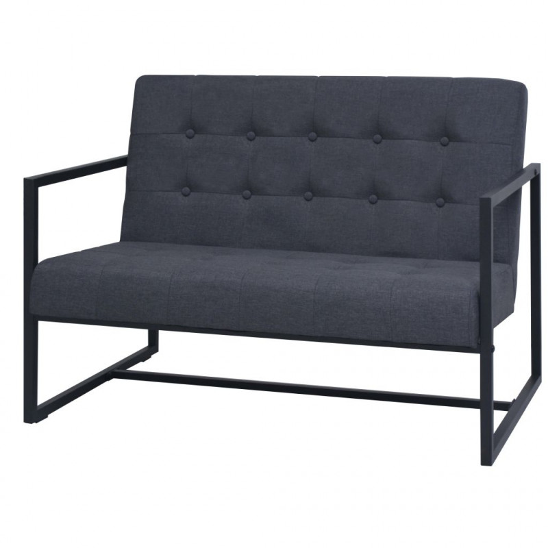 Image of Vidaxl divano a 2 posti con braccioli in acciaio e tessuto grigio scuro Arredamento casa cucina Casa & cucina