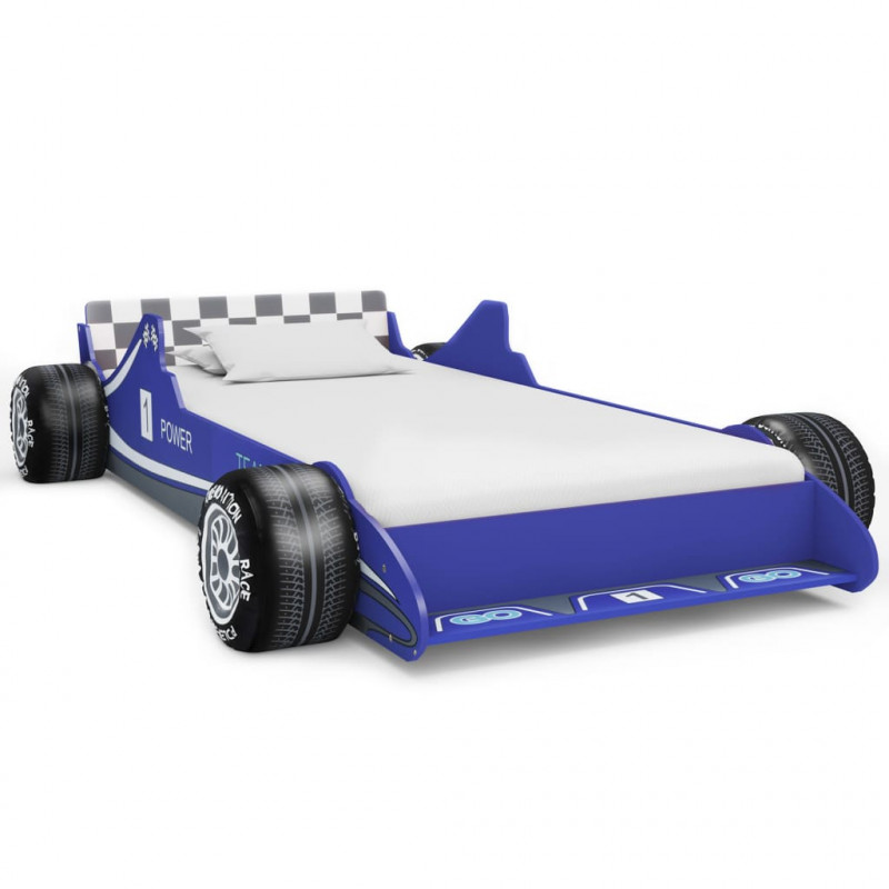 vidaXL Cama con forma de coche de carreras para niños 90x200 cm azul